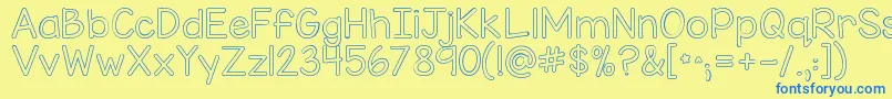 Kgmisskindybubble Font – Blue Fonts on Yellow Background