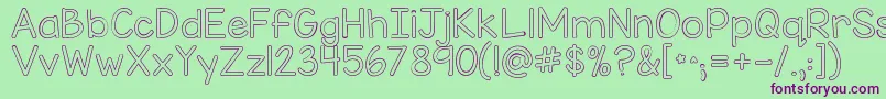 Kgmisskindybubble Font – Purple Fonts on Green Background