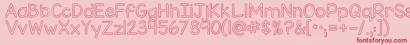 Kgmisskindybubble-Schriftart – Rote Schriften auf rosa Hintergrund