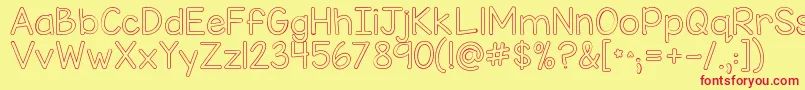 Fonte Kgmisskindybubble – fontes vermelhas em um fundo amarelo