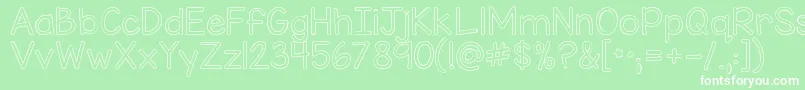 Kgmisskindybubble-Schriftart – Weiße Schriften auf grünem Hintergrund