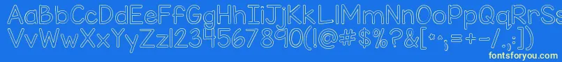 Kgmisskindybubble Font – Yellow Fonts on Blue Background