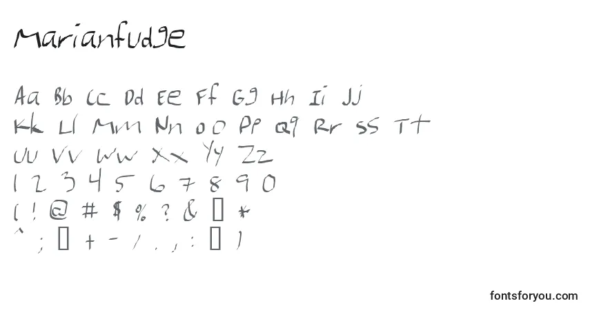 A fonte Marianfudge – alfabeto, números, caracteres especiais