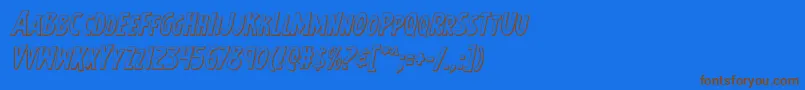 フォントEarthsmightiest3Dital – 茶色の文字が青い背景にあります。