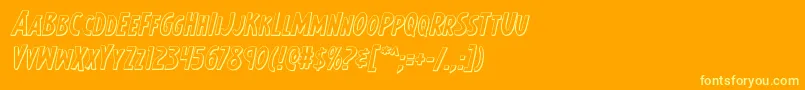 Earthsmightiest3Dital-Schriftart – Gelbe Schriften auf orangefarbenem Hintergrund