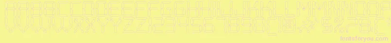DigitalPlayHollowSt-fontti – vaaleanpunaiset fontit keltaisella taustalla
