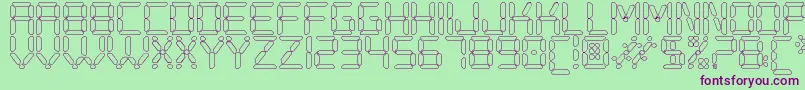 Czcionka DigitalPlayHollowSt – fioletowe czcionki na zielonym tle