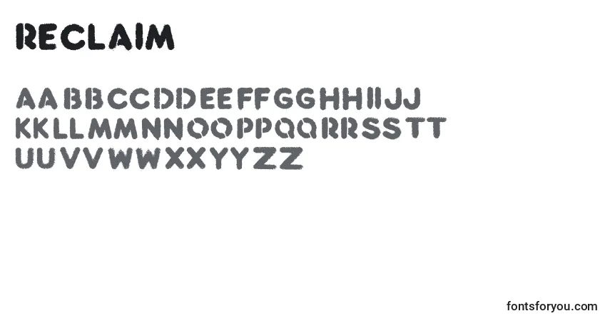 Reclaim-fontti – aakkoset, numerot, erikoismerkit