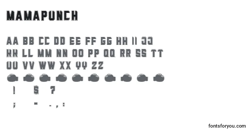 Шрифт MamaPunch – алфавит, цифры, специальные символы