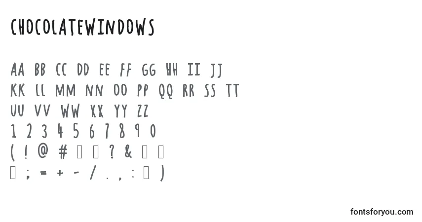 Czcionka ChocolateWindows – alfabet, cyfry, specjalne znaki