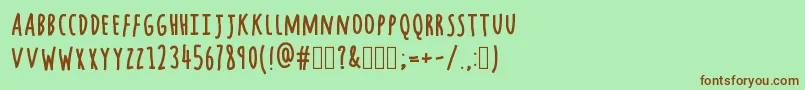 ChocolateWindows-Schriftart – Braune Schriften auf grünem Hintergrund