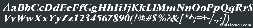 VarennesBolditalic-fontti – valkoiset fontit mustalla taustalla