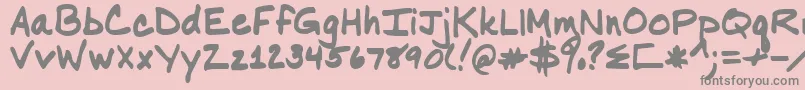 Nancy-fontti – harmaat kirjasimet vaaleanpunaisella taustalla