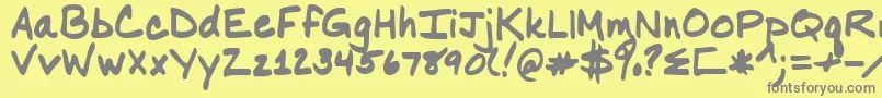Nancy-fontti – harmaat kirjasimet keltaisella taustalla