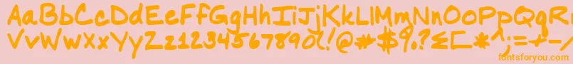 フォントNancy – オレンジの文字がピンクの背景にあります。