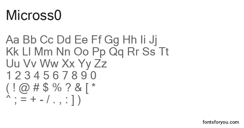 Schriftart Micross0 – Alphabet, Zahlen, spezielle Symbole