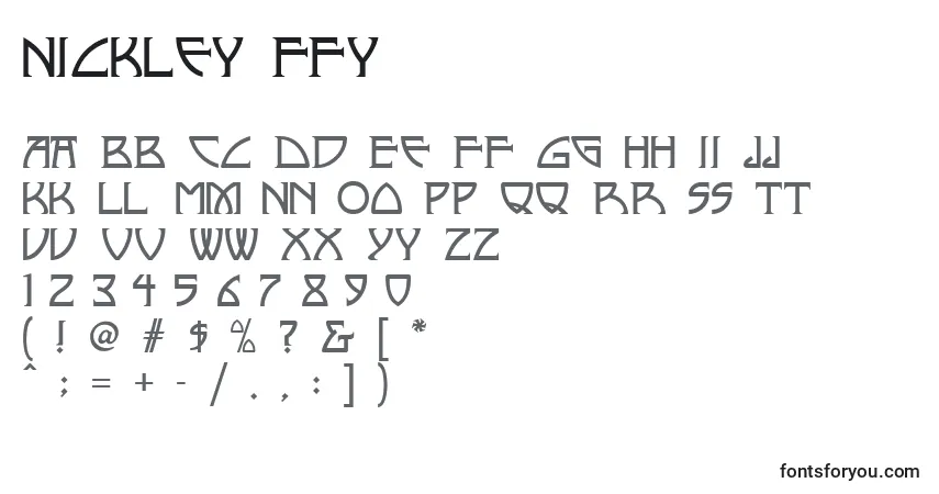 A fonte Nickley ffy – alfabeto, números, caracteres especiais