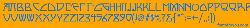 フォントNickley ffy – オレンジの背景に青い文字