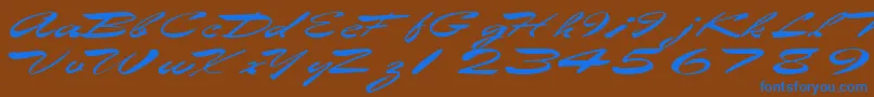 Eggshell61RegularTtext-Schriftart – Blaue Schriften auf braunem Hintergrund