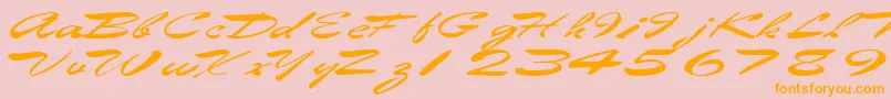 Eggshell61RegularTtext-Schriftart – Orangefarbene Schriften auf rosa Hintergrund