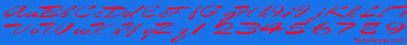 Eggshell61RegularTtext Font – Red Fonts on Blue Background