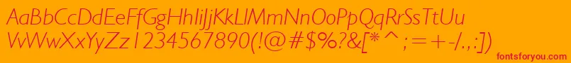 フォントHumanist521LightItalicBt – オレンジの背景に赤い文字