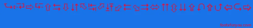 フォントLucidaArrowsRegular – 赤い文字の青い背景