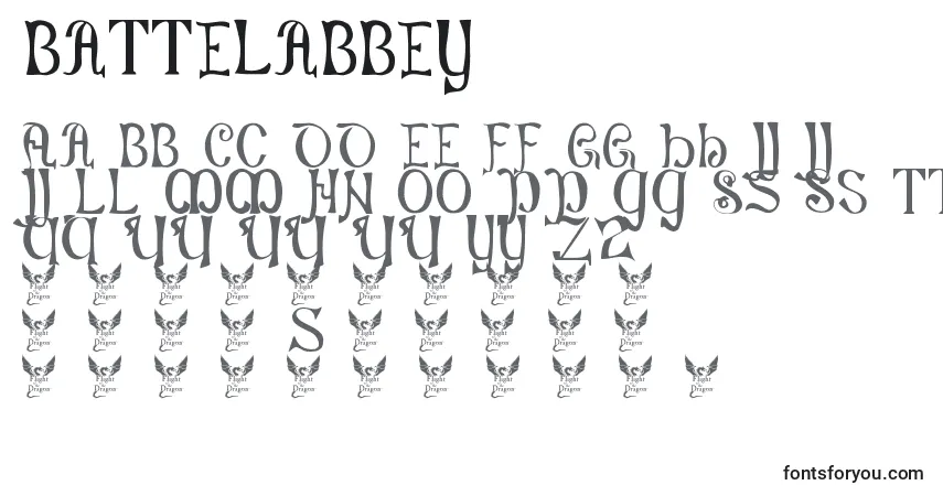 A fonte Battelabbey – alfabeto, números, caracteres especiais