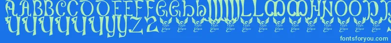 Battelabbey Font – Green Fonts on Blue Background