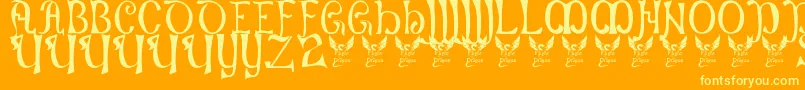 More about Battelabbey Font Battelabbey Font – Yellow Fonts on Orange Background