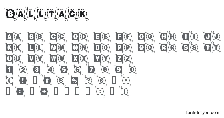 Schriftart Balltack – Alphabet, Zahlen, spezielle Symbole