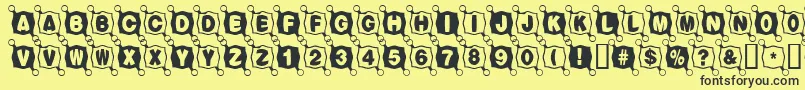Balltack-Schriftart – Schwarze Schriften auf gelbem Hintergrund