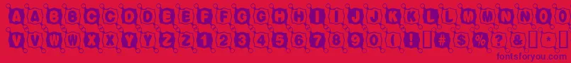 Balltack-Schriftart – Violette Schriften auf rotem Hintergrund