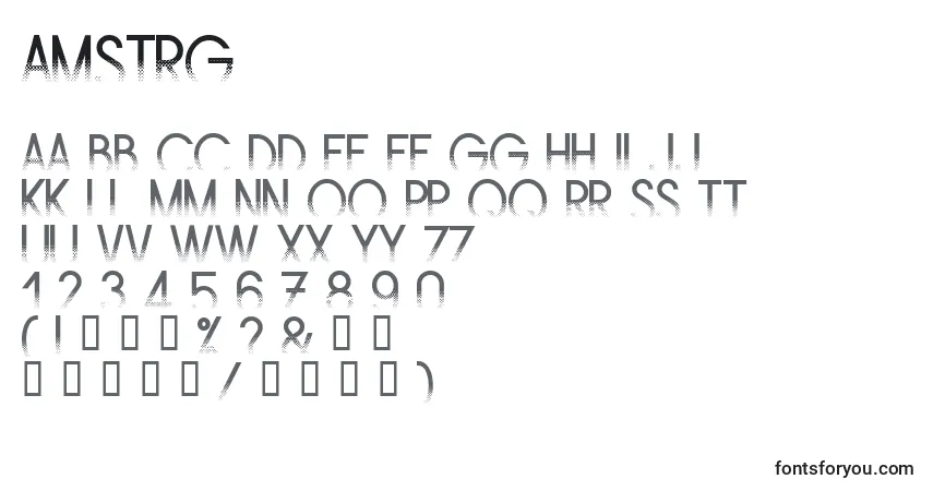 A fonte Amstrg – alfabeto, números, caracteres especiais