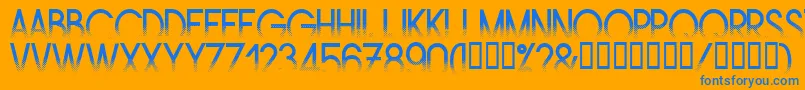 Amstrg-Schriftart – Blaue Schriften auf orangefarbenem Hintergrund