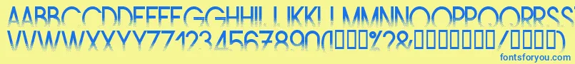 フォントAmstrg – 青い文字が黄色の背景にあります。