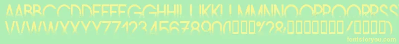 フォントAmstrg – 黄色の文字が緑の背景にあります