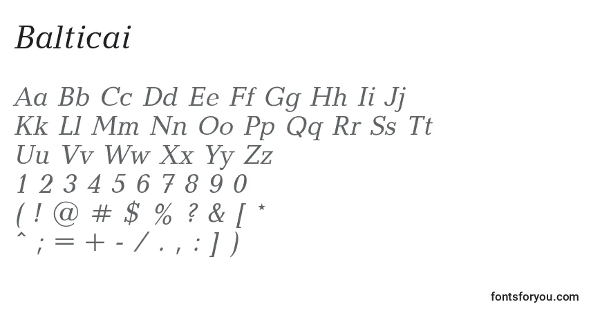Schriftart Balticai – Alphabet, Zahlen, spezielle Symbole
