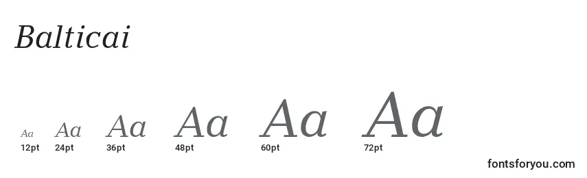 Размеры шрифта Balticai