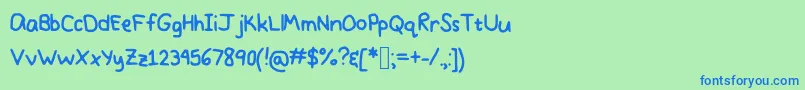 PrettyPastel Font – Blue Fonts on Green Background