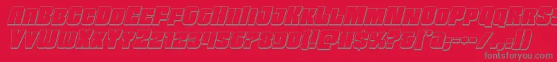 Funkmachine3Dital-fontti – harmaat kirjasimet punaisella taustalla