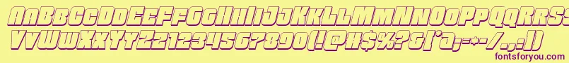 Czcionka Funkmachine3Dital – fioletowe czcionki na żółtym tle