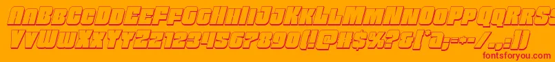 Fonte Funkmachine3Dital – fontes vermelhas em um fundo laranja