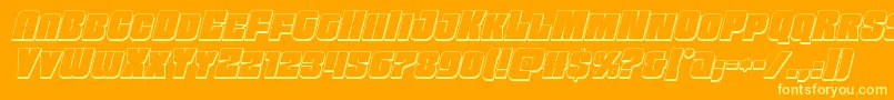 Funkmachine3Dital-Schriftart – Gelbe Schriften auf orangefarbenem Hintergrund