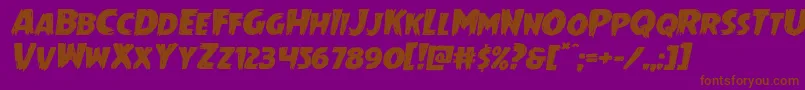 Mrsmonsterexpandital-Schriftart – Braune Schriften auf violettem Hintergrund