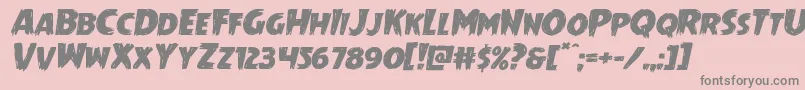 Mrsmonsterexpandital-fontti – harmaat kirjasimet vaaleanpunaisella taustalla