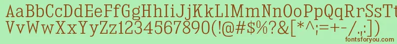 KingsbridgeScLt-fontti – ruskeat fontit vihreällä taustalla
