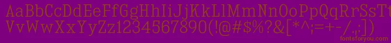 KingsbridgeScLt-Schriftart – Braune Schriften auf violettem Hintergrund