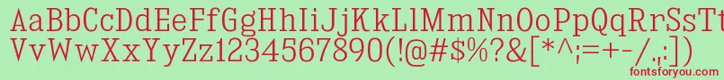 KingsbridgeScLt-fontti – punaiset fontit vihreällä taustalla