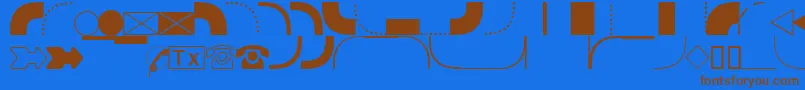 DatasymgdbNormal-Schriftart – Braune Schriften auf blauem Hintergrund
